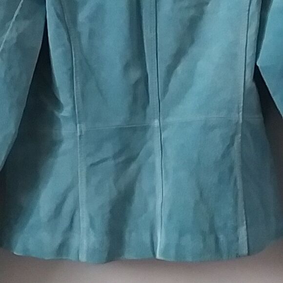 Suede Relativity Blazer Women's Jacket Sky Blue Fitted One Closure Y2K Fitted M - Picture 9 of 13